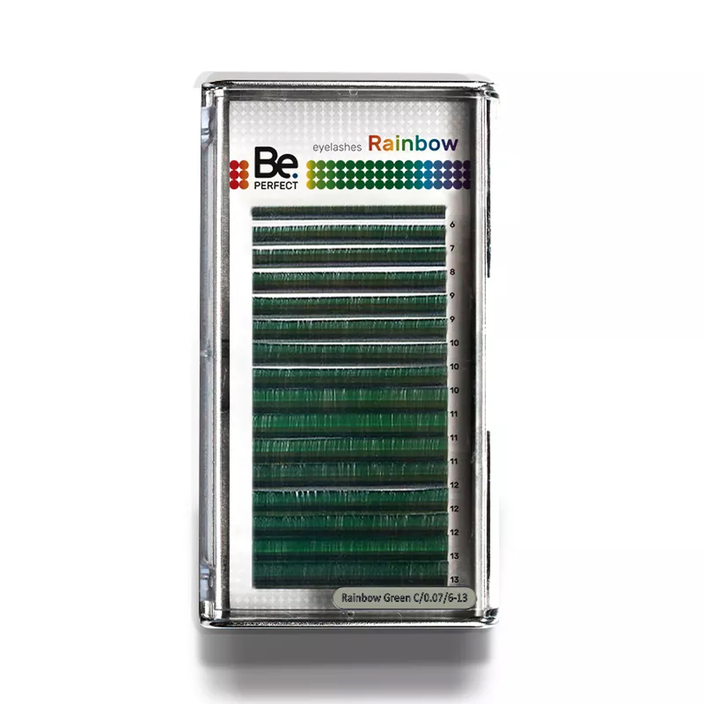 Ресницы цветные Be Perfect Rainbow Green, Зелёные, Микс 16 линий