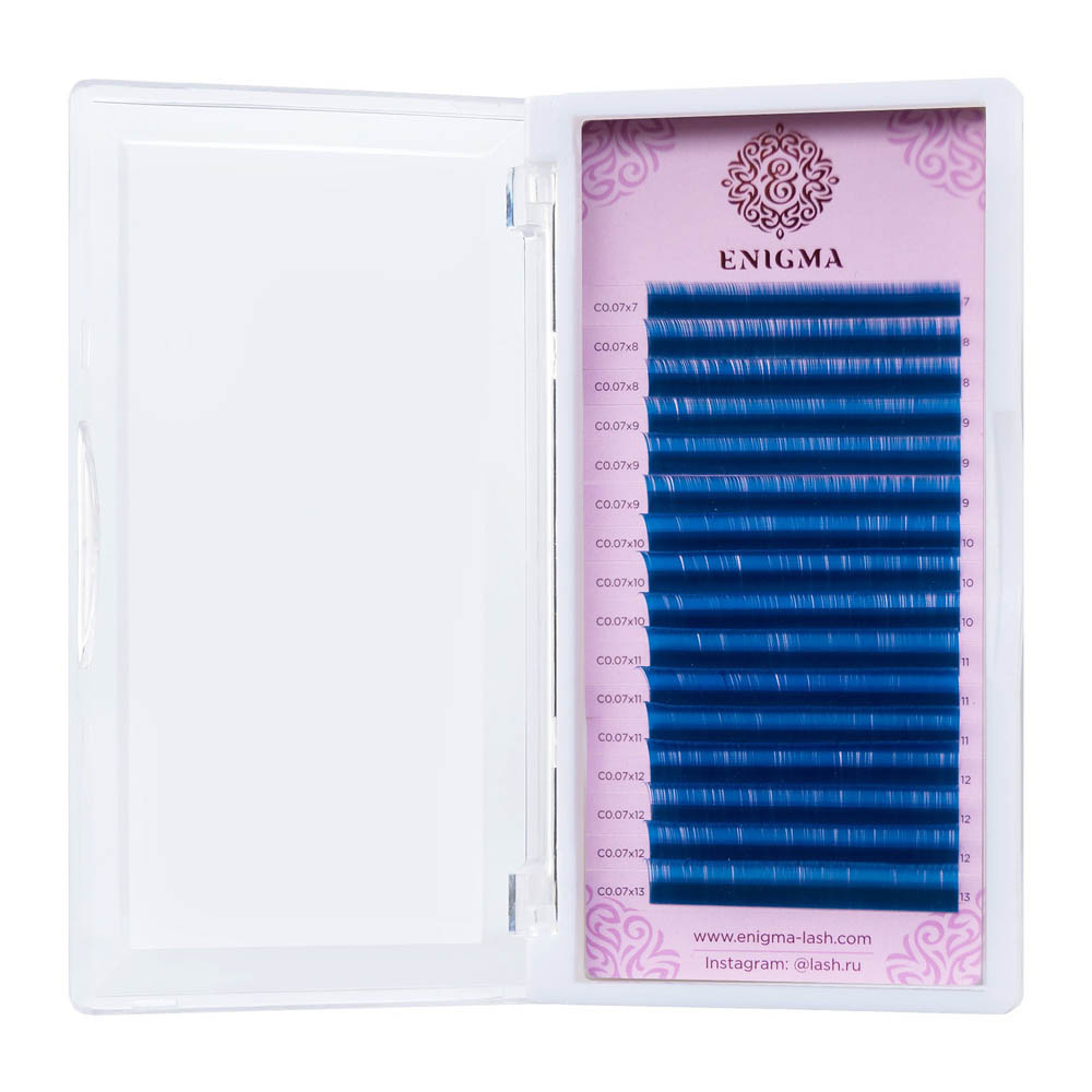 Ресницы цветные Enigma Blue, Синие, Микс 16 линий