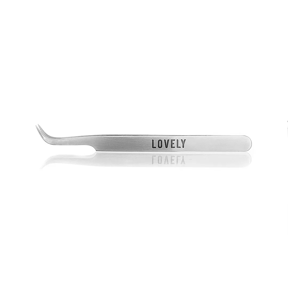 Пинцет для наращивания ресниц Lovely, Изогнутый, Жёсткий
